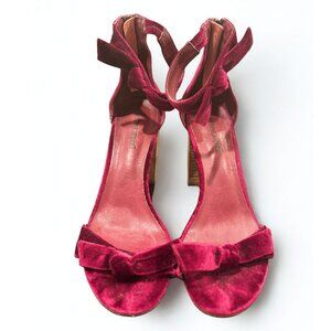 Jeffrey Campbell Burgundy Velvet Bow Holiday Heeled Sandals — Size 9.5